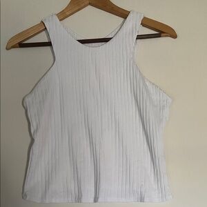 Bar III White Ribbed Tank Top